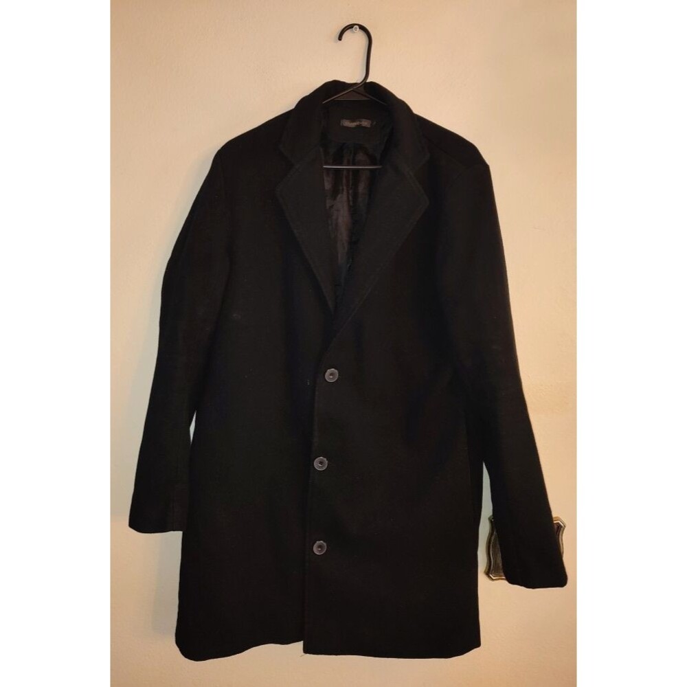 Men's Benibos Black Wool Blend Pea Coat Size L See description